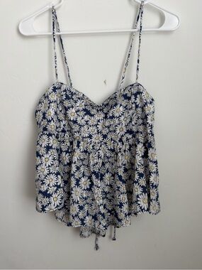 Free People Navy Daisy Print Spaghetti-Strap Cami